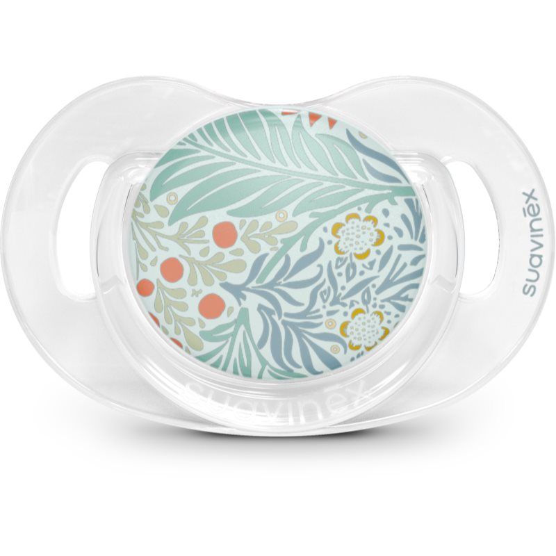 Suavinex, Fopspeen voor baby's vanaf 18 maanden, symmetrische speen SX Pro van siliconen, plat en flexibel, omkeerbaar, respecteert de ontwikkeling van de mond, transparante kraag, Poetry Blue