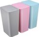 Bol Set de 3 poubelles de salle de bain, seau à cosmétiques de 10 litres avec couvercle à ouverture par le haut, petite poubelle pour salle de bain, bureau, cuisine, chambre, poubelle de cuisine en matériau PP (bleu, rose, gris)