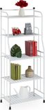 Merkloos Relaxdays badkamerrek - staal - 133 x 56 x 28 cm - 5 etages - wit