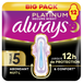 Always Platinum Serviettes Flux Abondant Nuit (Taille 5) 12 Serviettes Menstruelles