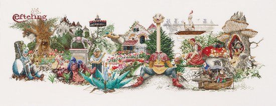 Thea Gouverneur - Borduurpakket met telpatroon - 2041A - Efteling - Aida - 80 cm x 30 cm - DIY Kit