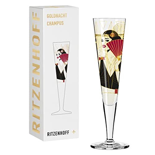 Ritzenhoff GOUD Champagneglas #28 van Samy Halim, van kristalglas, 205 ml, in geschenkverpakking