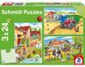 Puzzle enfant animaux ferme - 3 x 24 pièces - Dès 3 ans