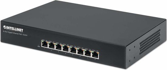 Intellinet 8-Port Gigabit Ethernet PoE+ Switch - 8 x PoE ports - 802.3at/af - Desktop - Zwart