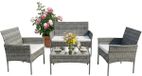 Merkloos / Sans marque Relaxdays Tuinset - 4 persoons - rotan look - grijs