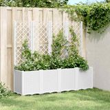 vidaXL Jardinière avec treillis 160x40x140 cm polypropylène blanc