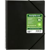 Grafoplás Maxiplas ECO A4 Ordner van kunststof, 50 transparante hoezen van 90% gerecycled polypropyleen, 100% gerecyclede flexibele omslag, inclusief omslag, elastische sluiting, ideale map