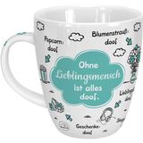 Sheepworld 46508 Tasse Ohne Lieblingsmensch ist alles doof, Wolke, 45 cl, Blau, Geschenktasse
