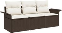 vidaXL Bankstel 3-delig Bruin en Crème Poly Rattan