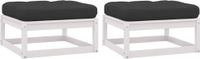 Maison Exclusive - Fauteuils de jardin avec repose-pieds et coussins, 2 pièces. Blanc, pin massif