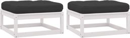 Maison Exclusive - Fauteuils de jardin avec repose-pieds et coussins, 2 pièces. Blanc, pin massif