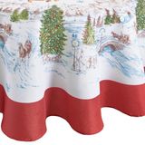 Elrene Home Fashions Santa's Snowy Sleighride stoffen tafelkleed, 152,4 x 213,4 cm ovaal, multi