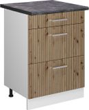 Vicco R-Line Meuble bas de cuisine – 60 cm avec tiroirs, WB Anthracite Chêne artisanal