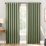 Sun Zero Belize 2-Pack Magnetische Sluiting Geplooide Look Theater Grade 100% Verduisterend Terug Tab Gordijnpaneel Paar, 52" x 96", Salie Groen