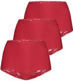 Ten Cate 3-pack secrets kanten high waist slip - Rood / XXL