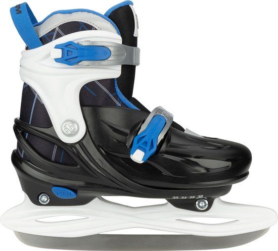 Nijdam Polar Pop IJshockeyschaatsen Verstelbaar - Maat 29-32 - Zwart/Wit - Unisex