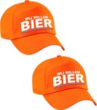Bellatio Decorations 4x stuks wij Willem BIER pet / baseball cap oranje - dames en heren - Koningsdag - EK/ WK/ Holland supporter