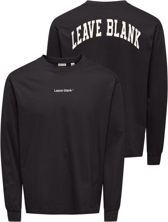 Only & Sons T-shirt Onsfred Life Rlx Ls Varsity Tee Lb 22039026 Black Onyx/leave Blank Mannen Maat - XL