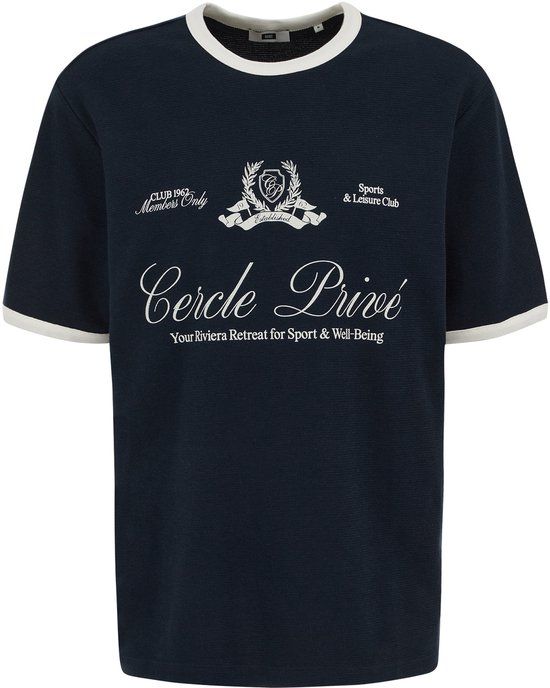 WE Fashion Heren relaxed fit T-shirt met structuur en print