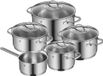 Woll Set de casseroles à induction, 5 pièces, Cromargan 18/10 acier inoxydable, composé de 3 casseroles hautes et 1 casserole basse, avec un diamètre de 16 cm et 20 cm, adapté pour plaques vitrocéramiques.