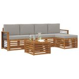 vidaXL - Buiten - bank - set - 6 - st - Natuurlijk - en - Licht - Grijs