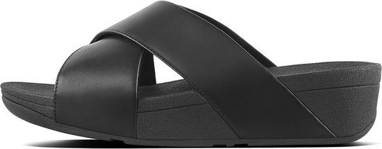 FitFlop Lulu Cross Slide Sandals Leather Dames Sandalen - Zwart