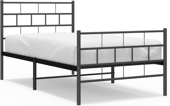 vidaXL Bedframe met hoofd- en voeteneinde metaal zwart 100x200 cm