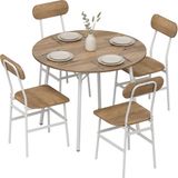 HOMCOM Eettafelset - Spaanplaat, Metaal - 100 x 100 x 77 cm - Natuurlijk Hout