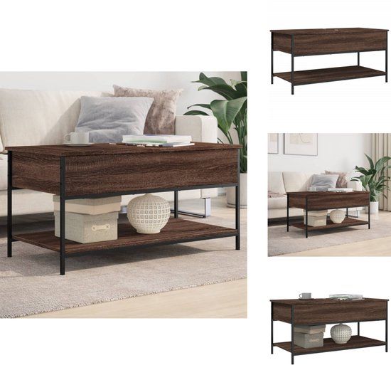 vidaXL Salontafel 100x50x50 cm bewerkt hout en metaal bruineikenkleur
