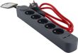 Chacon Multiprise gris et câble textile rouge avec 2 USB - 1,5 m