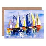 Wee Blue Coo Boats Sailing At Sea Greeting Card With Envelope Inside Premium Kwaliteit Boten Zeilen