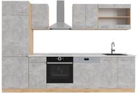 Vicco R-Line Complete keukeneenheid – 300 cm, WB Marmer Beton/gouden eik
