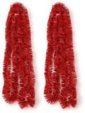 Inge-glas Inge's Christmas Decor 2x Kerstslinger-Guirlande - Rood - Glanzende Lametta - 270 cm