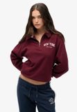 Superdry Athletic Essentials Dames Trui met Halve Rits en Kraag - Port Red