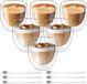 Set de tasses à expresso à double paroi, 6 pièces, chacune 80 ml, avec cuillères