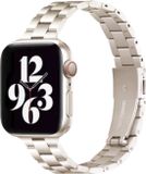 By Qubix - Stalen slim fit schakelband - Starlight / sterrenlicht - Geschikt voor Apple Watch 44mm / 45mm / 46mm / 49mm