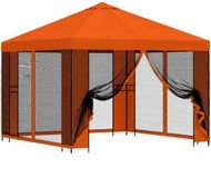 vidaXL Tuinpaviljoen met zijwanden, 3 x 3 meter, oranje, polyester en staal