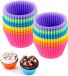 Merkloos Cupcakevormen - Ronde, herbruikbare siliconen bakvormen - Verpakking van 24 stuks (ovenbestendig, maximale temperatuur 220 °C) - Cakevormen - Vaatwasserbestendig - Veelkleurig
