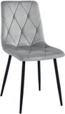 LEOBERT Eetkamerstoel LIBRA Zilvergrijs – Zwarte Metalen Poten, Modern Velvet Bekleding, Ergonomisch Design, Max. 120 kg