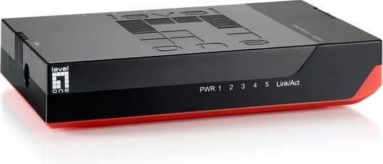 LevelOne GSW-0507 - Gigabit Ethernet Switch - 5-Poorts - Zwart/Rood