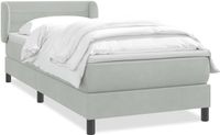 vidaXL Boxspring met matras fluweel lichtgrijs 90x220 cm
