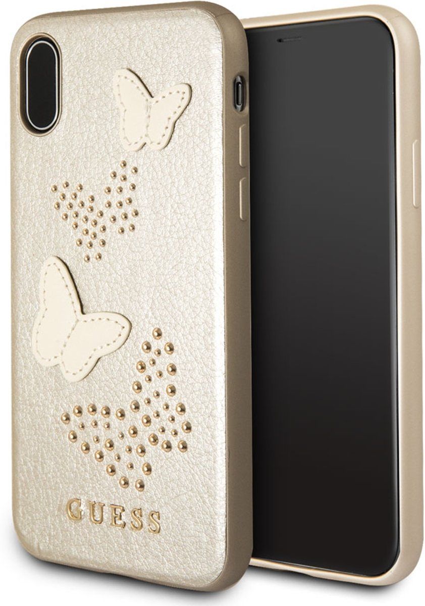 Guess iPhone X hoesje - Goud - Kunstleer