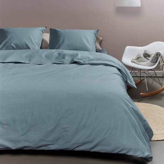 Ambiante Cotton Uni dekbedovertrek - Lits-Jumeaux - 240x200/220 cm - Blauw