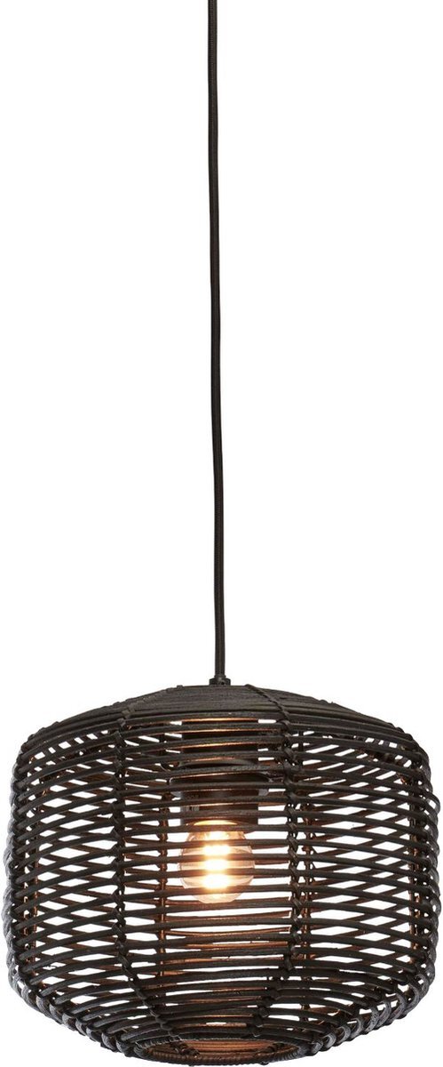 Good&Mojo Hanglamp Tanami - Rotan Zwart - Ø25cm - Modern - Hanglampen Eetkamer, Slaapkamer, Woonkamer