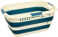 5Five panier à linge - pliable - plastique - 45 Litres - bleu/blanc