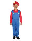 Rubies Loodgieter-kostuum voor jongens en meisjes, overall met muts en snor, rood en blauw, officieel gelicentieerd product, Brothers, voor carnaval, feest en verjaardag