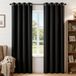 Joydeco Set van 2 lange verduisteringsgordijnen met thermische isolatie en oogjes voor woonkamer slaapkamer (132 x 213 cm (b x l), zwart)