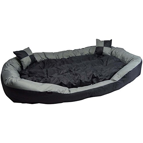 Hossi's Wholesale Hondenbed wasbaar met omkeerbaar kussen, knuffelige hondenbank grijs, maat L 110 x 80 x 20 cm