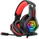 Ozeino Gaming Headset voor PC, PS4, PS5, Xbox-headset, gaming-hoofdtelefoon met ruisonderdrukking, flexibele microfoon geheugen oorbeschermers RGB-licht voor telefoon, schakelaar, Mac-rood