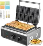 Vevor Commercieel Wafelijzer 1550W 10 Rechthoekige Wafels Zilver